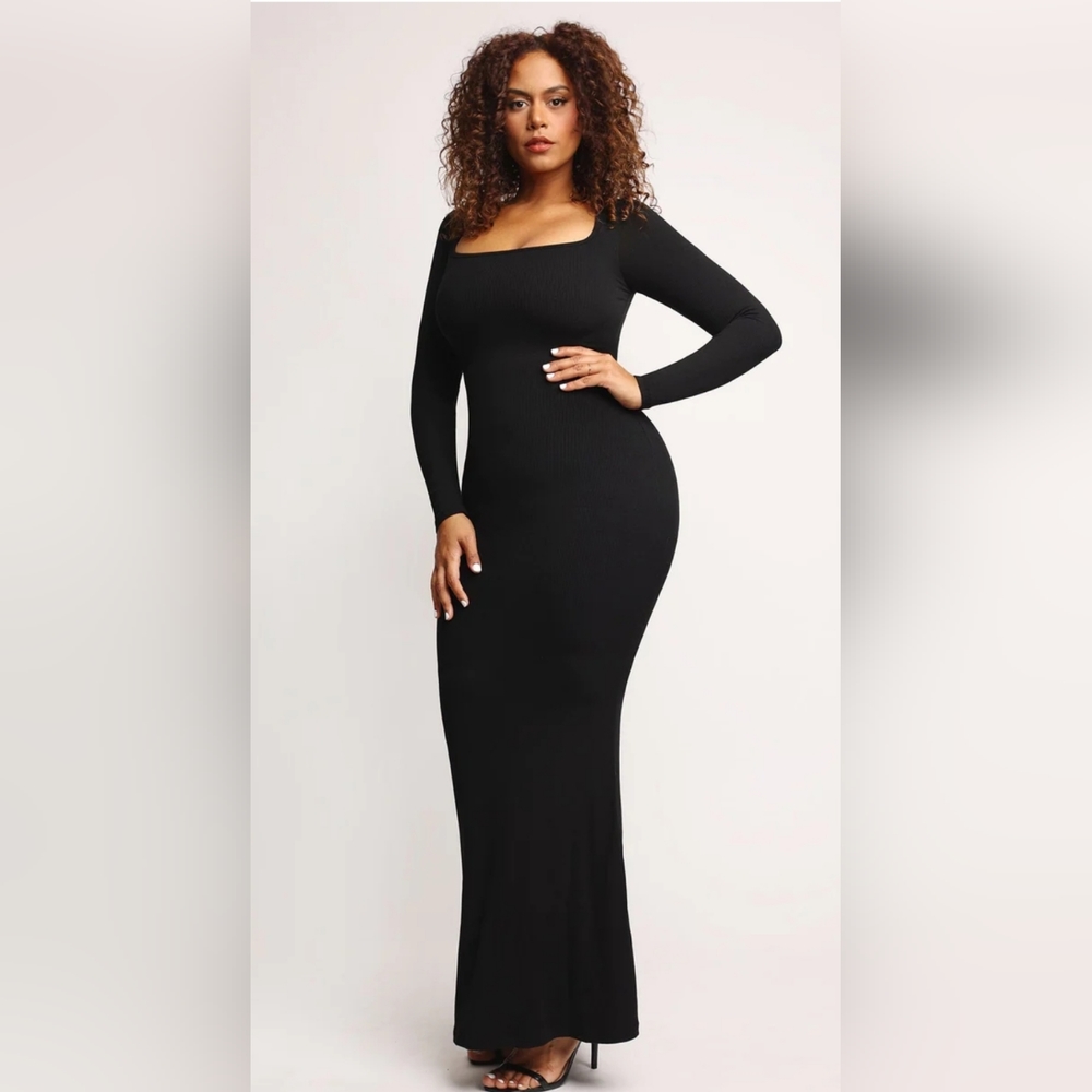 Built-In Shapewear Long Sleeve Maxi Lounge Dress